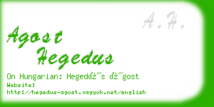 agost hegedus business card